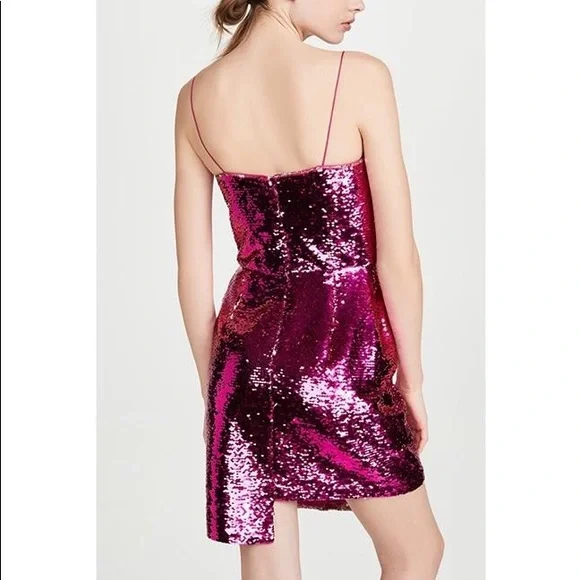 10 Crosby Derek Lam Fuchsia/Silver Sequin Reversible Color Cocktail Dress NWT